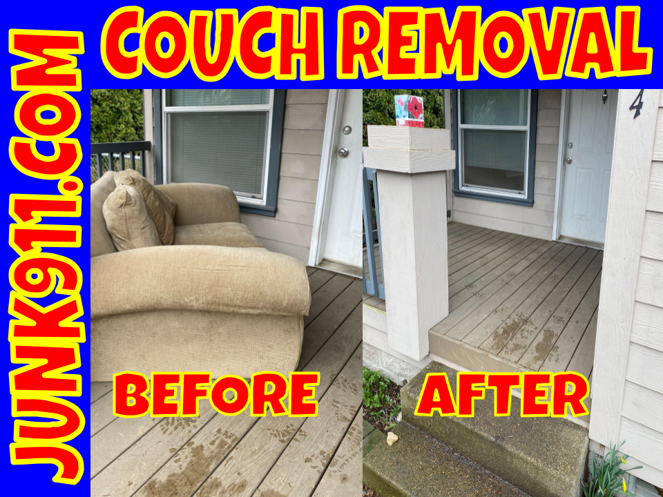 Junk911 couch removal service before after 